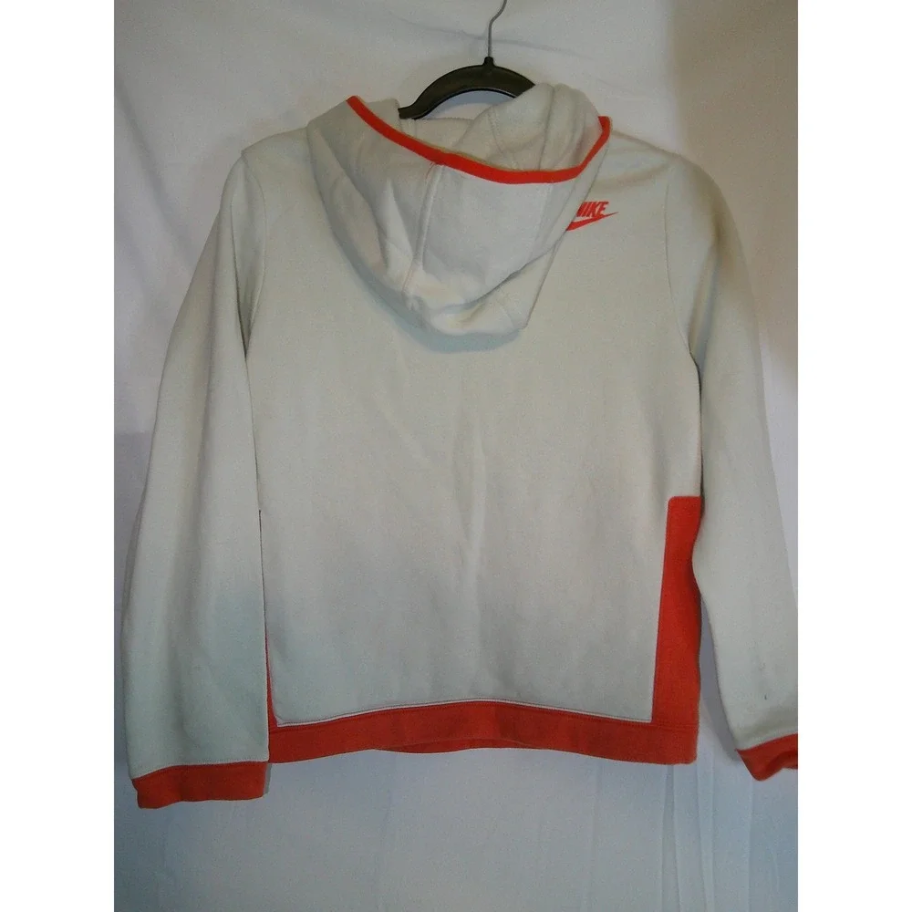 Vintage Nike Hoodie Kids L Orange‎ & White Pullover Sweatshirt Athletic Apparel